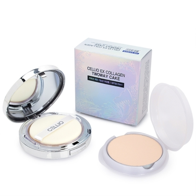 Phấn phủ siêu mịn 2 lõi Cellio Ex Collagen Twoway Cake SPF 30 PA++