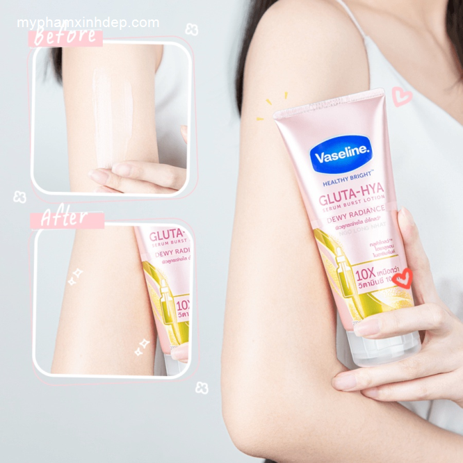 Dưỡng Thể Trắng Da Vaseline Healthy Bright Gluta-Hya Serum Burst Thái Lan Dưỡng Thể-1