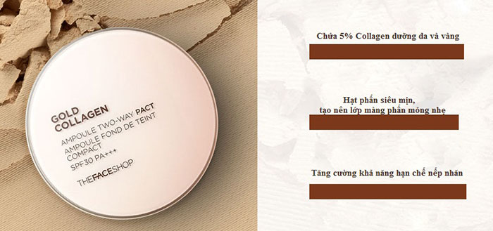 Phấn Phủ Gold Collagen Ampoule Two-Way Pact SPF30 The Face Shop Trang Điểm Mặt-1