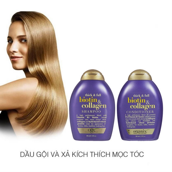 Bộ Dầu Gội Xả Chăm Sóc Tóc Biotin Collagen Organix Thick And Full-5