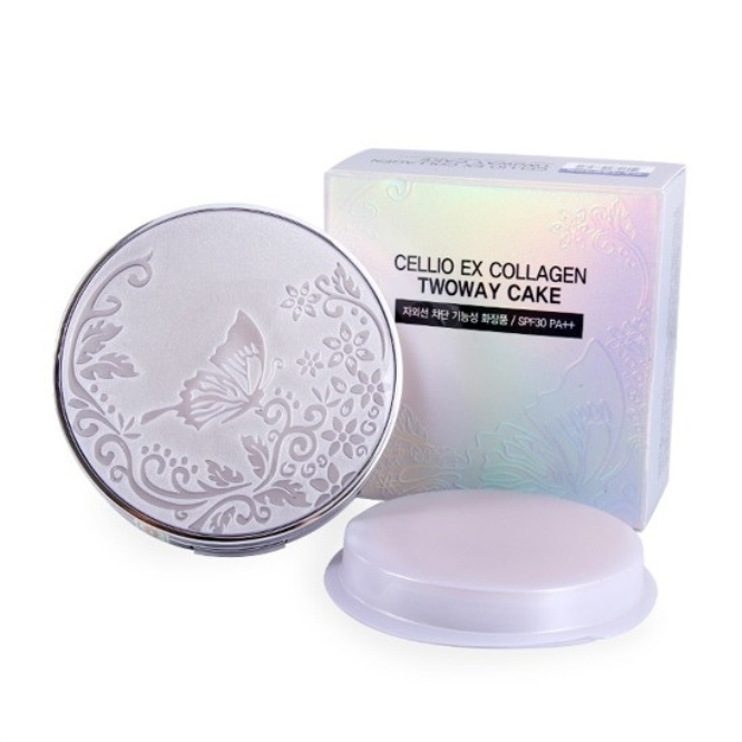Phấn phủ siêu mịn 2 lõi Cellio Ex Collagen Twoway Cake SPF 30 PA++-2